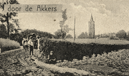 602398 Gezicht op de Soester Eng met op de achtergrond de toren van de Nederlands - Hervormde kerk te Soest.